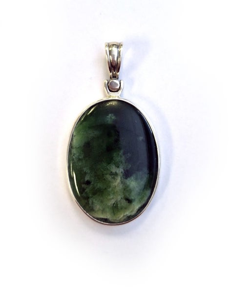 NZ Greenstone Large Sterling Silver Pendant Carousel 1