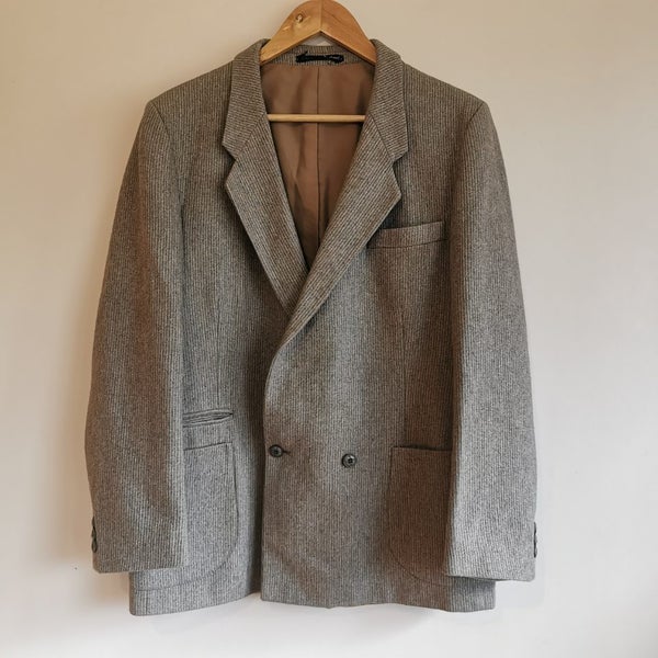 Topman Khaki Kaki wool tweed mens Blazer suit coat grandpacore size M Carousel 1