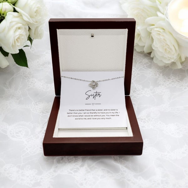 Gift For Sister Silver Necklace with Personalised Message Card Gift Boxed Carousel 1