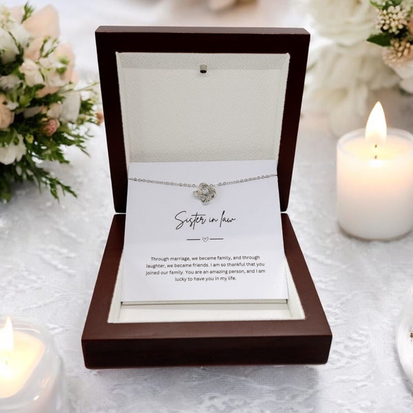 Gift For Sister In Law Silver Necklace with Personalised Message Card Gift Boxed Carousel 1