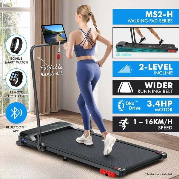 Treadmill Electric Walking Pad Home Office Incline Foldable Black Carousel 1