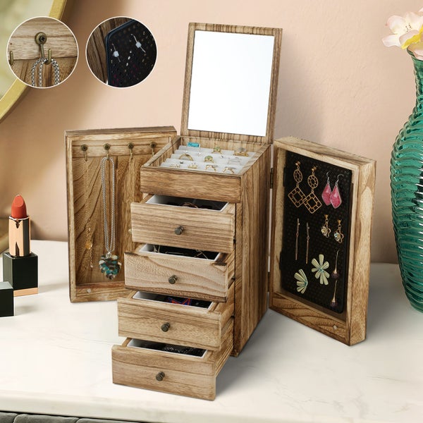 5-Layer Jewelry Box with Mirror and Drawers Carousel 1