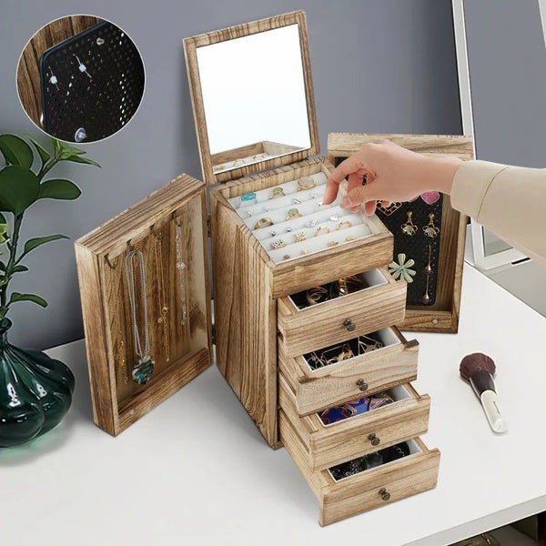 5-Layer Jewelry Box with Mirror and Drawers Carousel 2