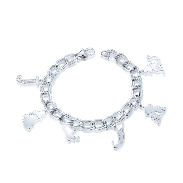 Disney Couture Kingdom - Aladdin - Princess Jasmine Charm Bracelet White Gold Carousel 1