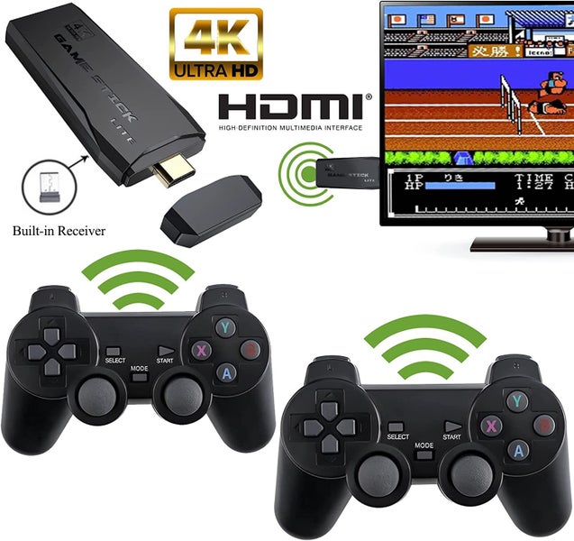 Plug n Play, 4K HDMI Retro Game Console 15000 + Games, Dual Controllers, 64G64645335053185112