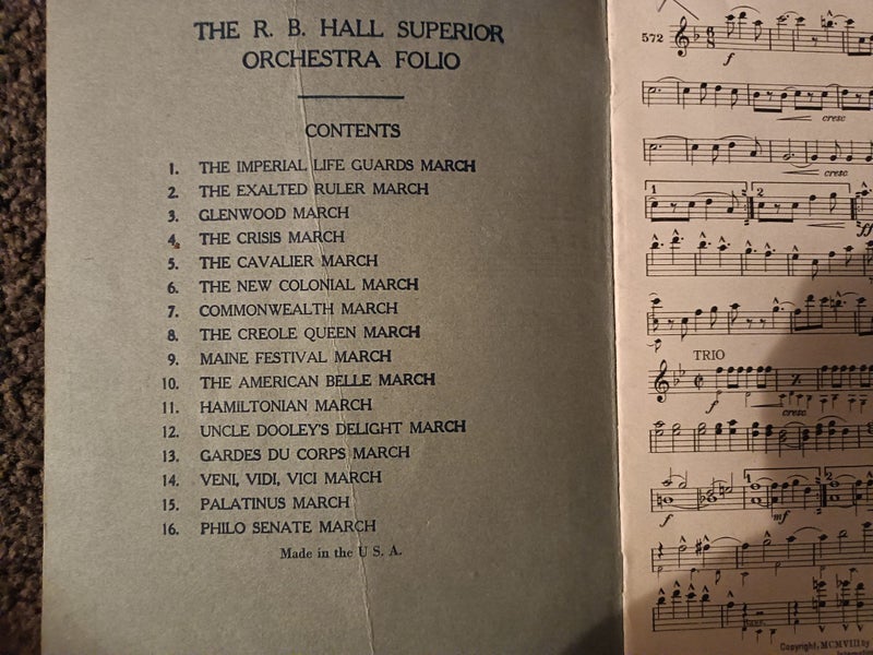 R.B. Hall 0rchestra Folio - 16 Marches circa. 1900 Carousel 2