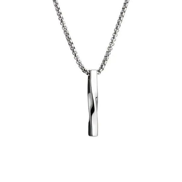 Men's Titanium Steel Twisted Pendant Chain in Polished Silver Carousel 1