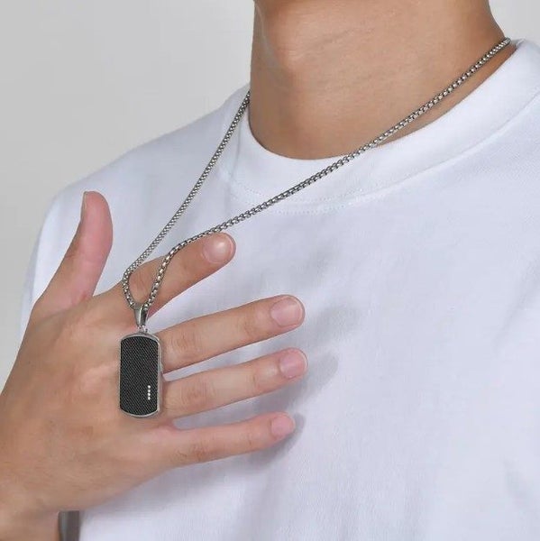 Men's Titanium Steel Dog Tag Chain with Iced Out Detailing Carousel 2