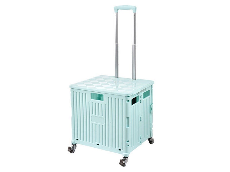 65L Foldable Utility Cart with Lid 360 Degree Wheel Portable Rolling Crate Green Carousel 2