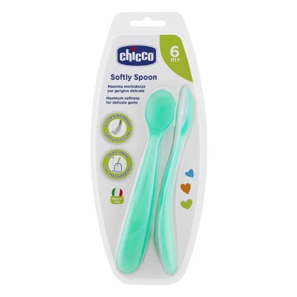 CHICCO SPOON: SOFT SILICONE 6M+ 2PK - BLUE Carousel 3