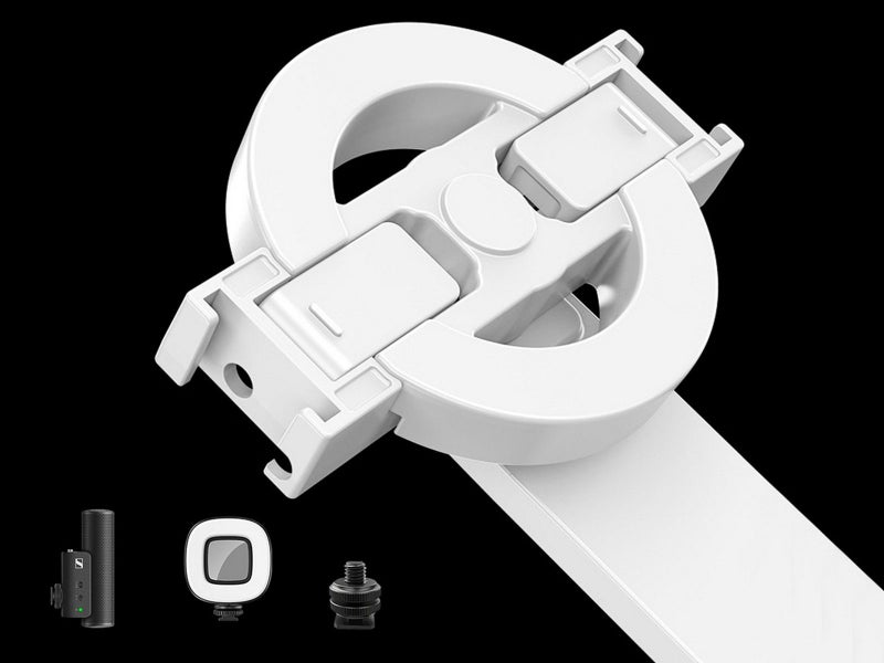 Phone Tripod Selfie Stick with Wireless Remote Control and Fill Light White Carousel 2