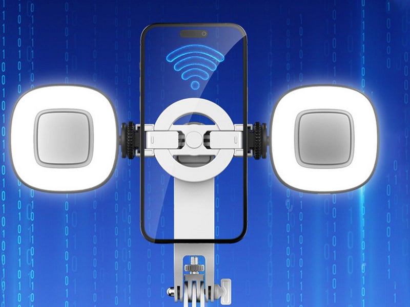 Phone Tripod Selfie Stick with Wireless Remote Control and Fill Light White Carousel 5