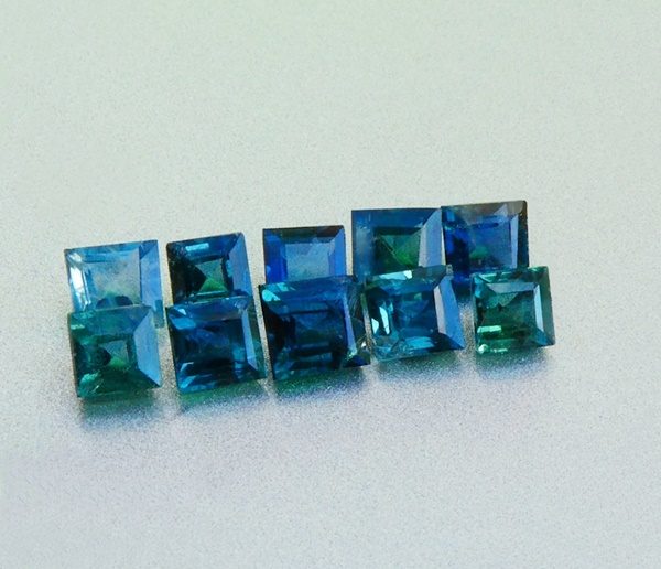 $1RE 1.78CT UNHEATED 100% NATURAL PRINCESS CUT GREEN BLUE SAPPHIRE LOT Carousel 1