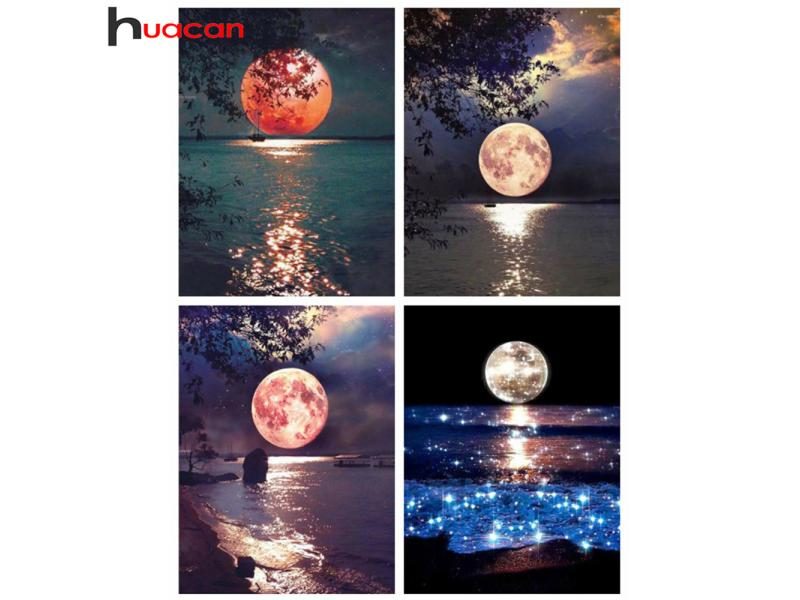 Huacan Diamond Painting Full Square Drill Moon Rhinestones Pictures Diamond Carousel 2