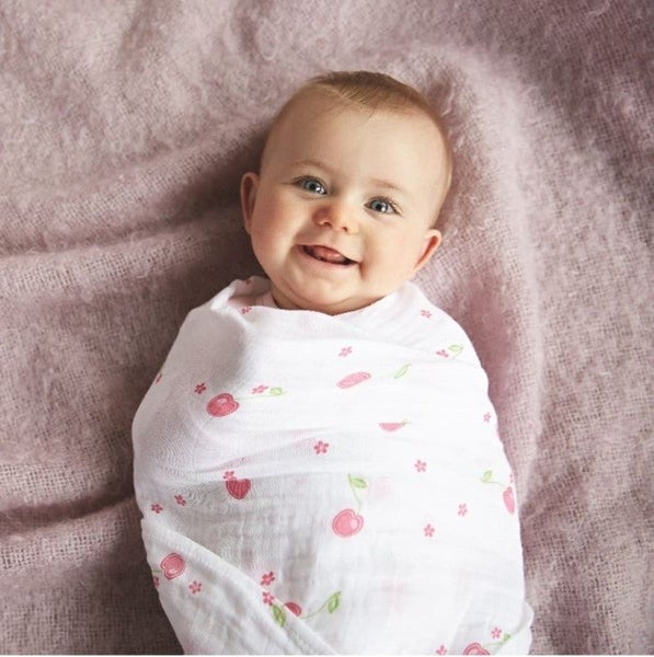 SILLY BILLYZ MUSLIN SWADDLE WRAP 2PK CHERRY DELIGHT Carousel 2