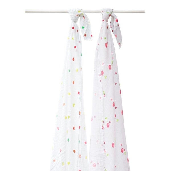 SILLY BILLYZ MUSLIN SWADDLE WRAP 2PK CHERRY DELIGHT Carousel 3