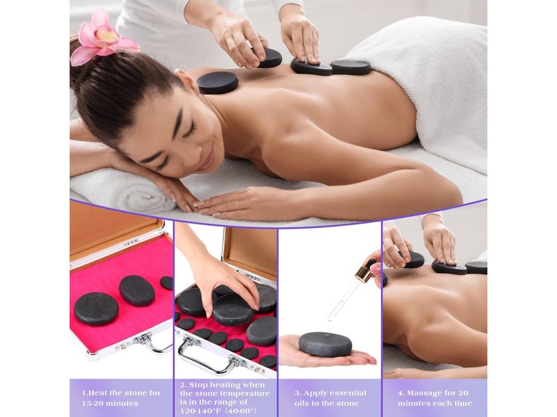 Hot Stones Massage Set with Warmer Carousel 12