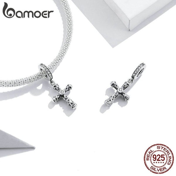 925 Sterling Silver Cross Pendant Charm For Snake Bracelet Or Neckalce Diy Br... Carousel 2