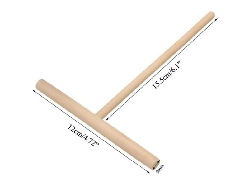T Shape Wooden Crepe Maker Pancake Batter Spreader Stick Home Kitchen Tool DIY Carousel 1