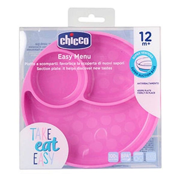 CHICCO SILICONE DIVIDED PLATE PINK 12M+ Carousel 3