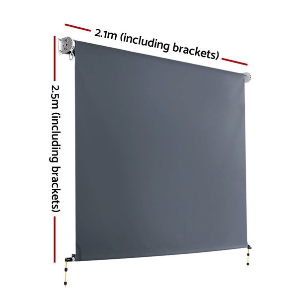 Instahut Outdoor Roller Blinds Down Shade Retractable 2.1X2.5M Blinds & Shades Carousel 2