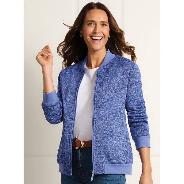 Fleece bomber jacket - cornflower heather - size M - rug up & be warm Carousel 1