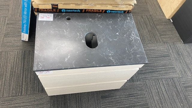 BROOKFIELD 750 WALL HUNG 2 DRAW VANITY IN ALASKAN WITH GALAXIA SLAB TOP Carousel 1