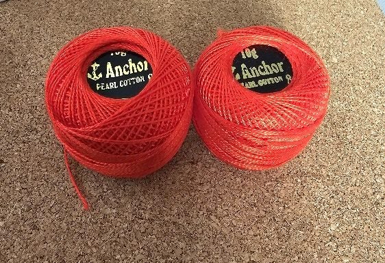 2 x 10g, Burnt Red Anchor Cotton Pearl 8 10g balls Carousel 1