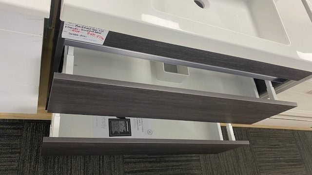 900 BROOKFIELD WALL HUNG 2 DRAW VANITY BURNISHED WOOD Carousel 2