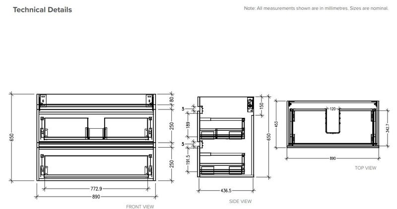 900 BROOKFIELD WALL HUNG 2 DRAW VANITY BURNISHED WOOD Carousel 5