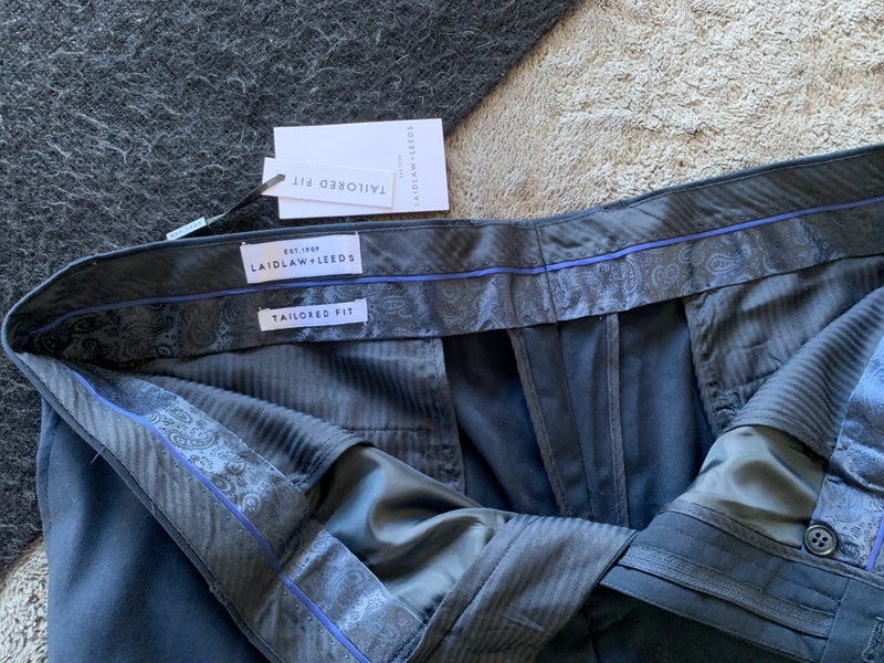 !BRAND NEW! Laid Law + Leeds Navy Blue Tailored Fit Dress Pants - Size W40/102 Carousel 1