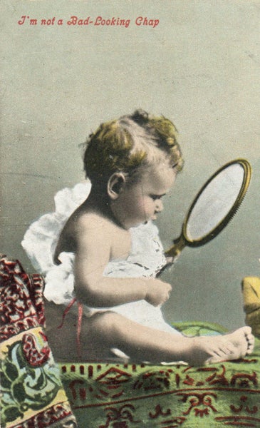 Baby with Mirror, I'm Not a Bad Looking Chap, postcard Carousel 1