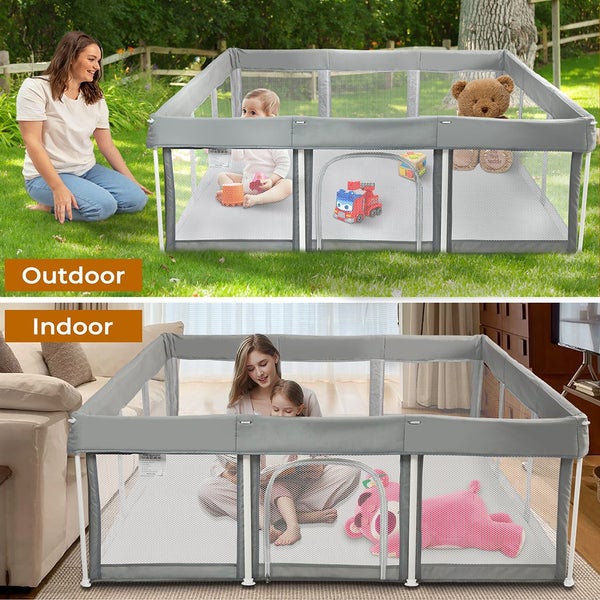 Bopeep Kids Playpen Pop-up Foldable Baby Safety Mesh Fence Toddler Play Center Carousel 10