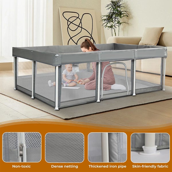 Bopeep Kids Playpen Pop-up Foldable Baby Safety Mesh Fence Toddler Play Center Carousel 9