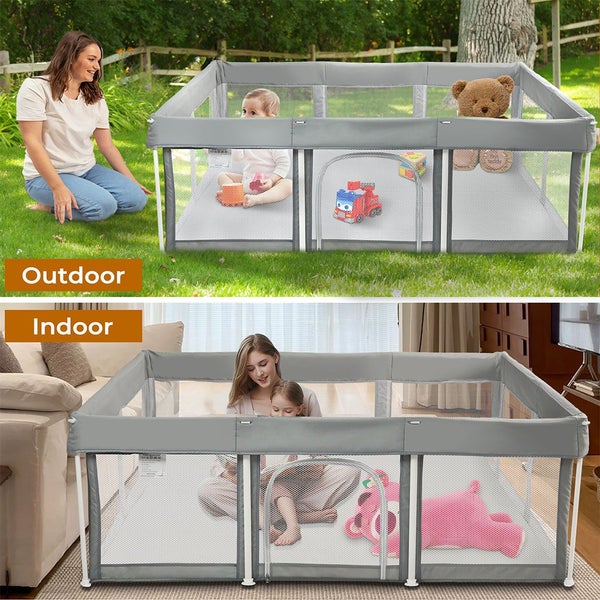 Bopeep Kids Playpen Pop-up Foldable Baby Safety Mesh Fence Toddler Play Center Carousel 10