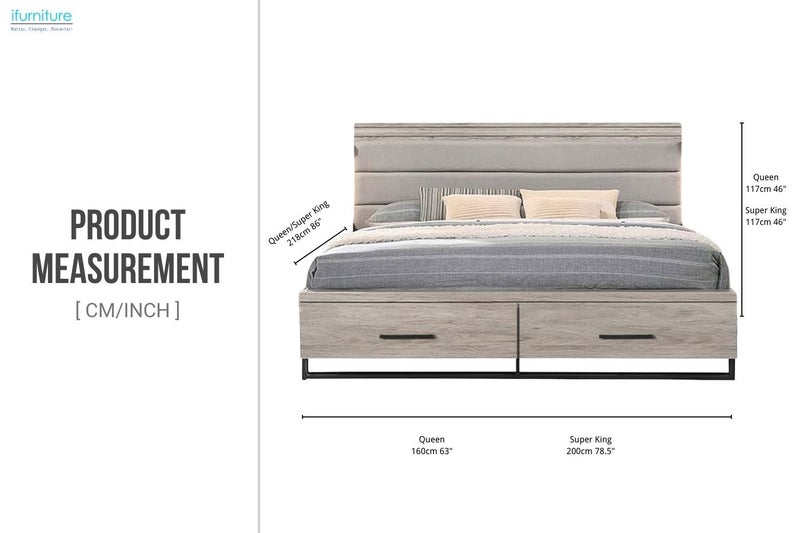 WESTDEN Storage Bed Frame Set - Queen Size Bed with 2 Sets Bedside+Side Pier Carousel 2