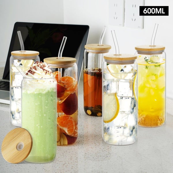 Glass Jar Tumbler Tea Coffee Beer Cup 6PCs Carousel 1