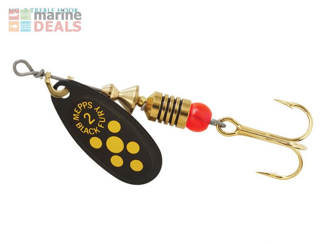 Mepps Black Fury Spinner Lure #2 Yellow Treble .. Carousel 1
