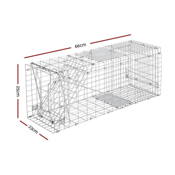 Goslash Picks Humane Animal Trap Cage 66 x 23 x 25cm - Silver Carousel 2