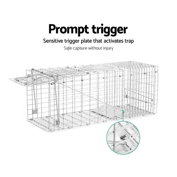 Goslash Picks Set of 2 Humane Animal Trap Cage 66 x 23 x 25cm - Silver Carousel 3