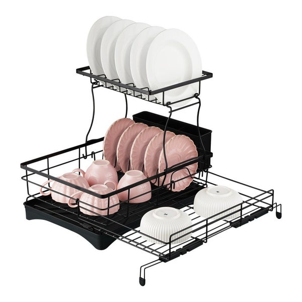 2 Tiers Expandable Dish Drying Rack Carousel 2
