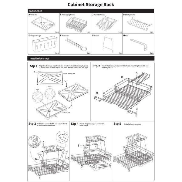 2 Tiers Expandable Dish Drying Rack Carousel 12