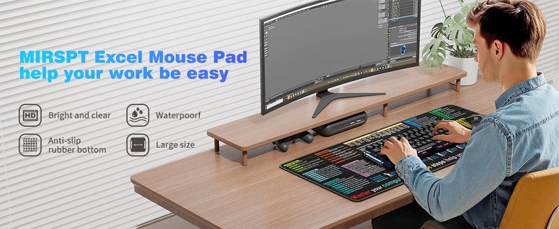 Waterproof Mouse Pad Excel Cheat Sheet Desk Pad Desk Mat Carousel 1