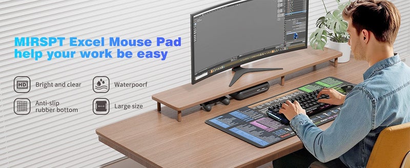 Waterproof Mouse Pad Excel Cheat Sheet Desk Pad Carousel 1