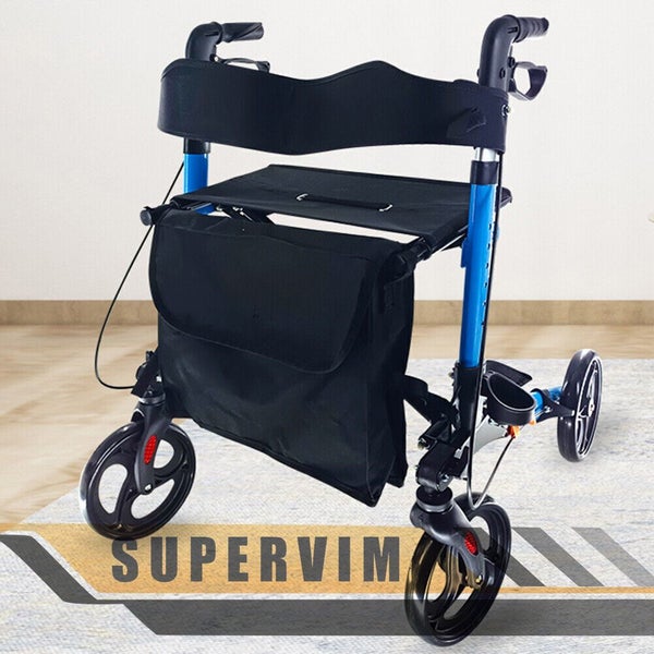 Foldable Rollator Walking Frame Mobility Walker Wheels Aid Elderly Disability Carousel 2