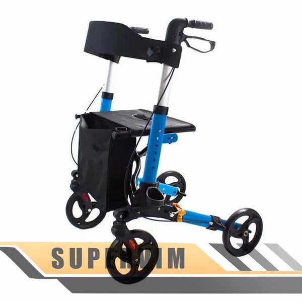 Foldable Rollator Walking Frame Mobility Walker Wheels Aid Elderly Disability Carousel 15