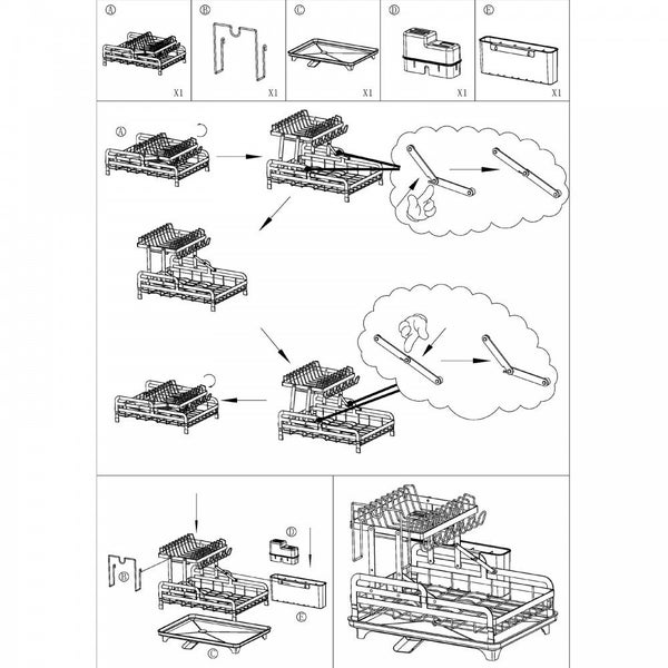 2 Tier Foldable Dish Drying Rack Kitchen Storage Carousel 13