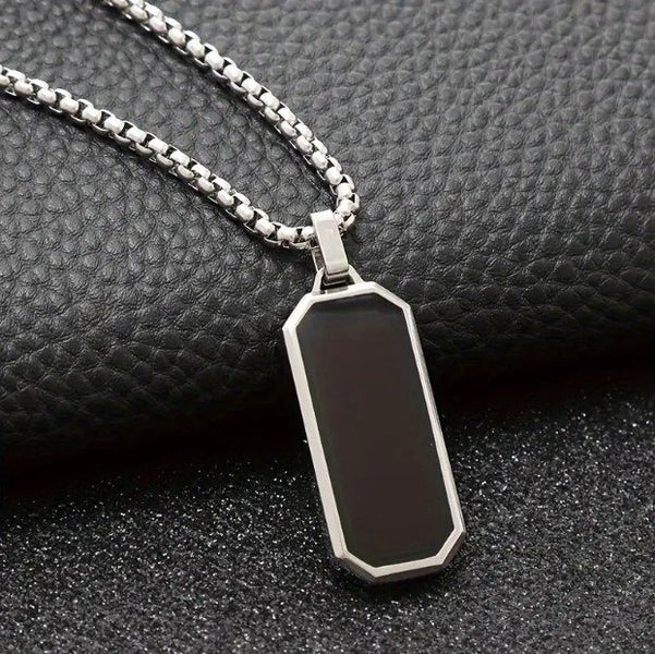 Men's Titanium Steel Black Onyx Pendant Chain Carousel 1