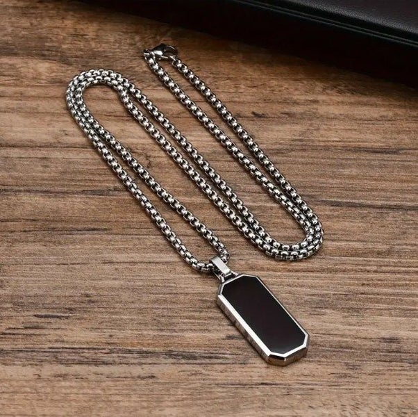 Men's Titanium Steel Black Onyx Pendant Chain Carousel 2