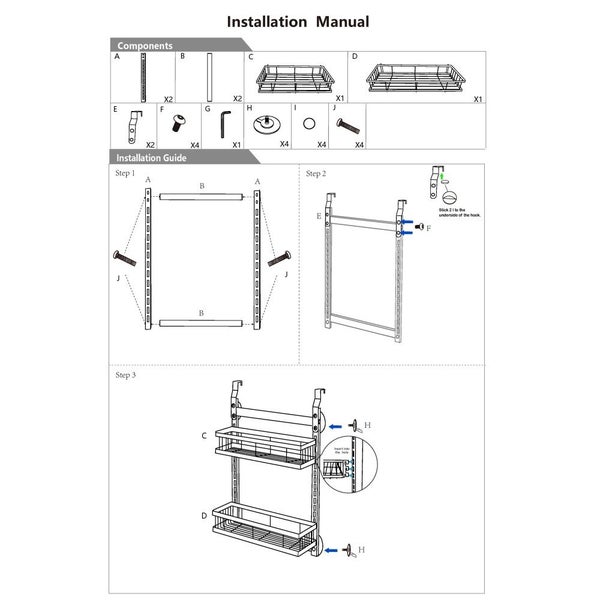 2 Tiers Kitchen Bathroom Over The Door Hanging Organizer Storage Rack Carousel 13